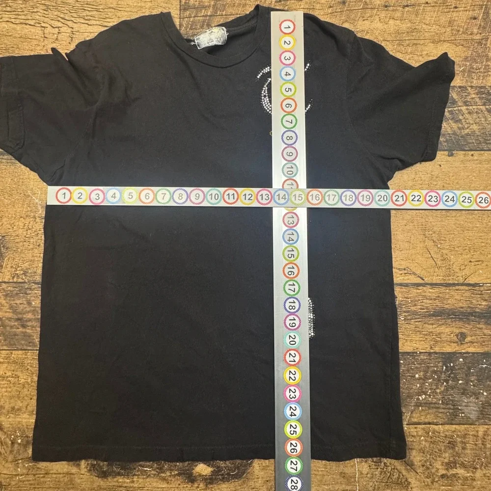 Men's Black Rhinestone Skull Crown Graphic T-Shirt X-Large‎